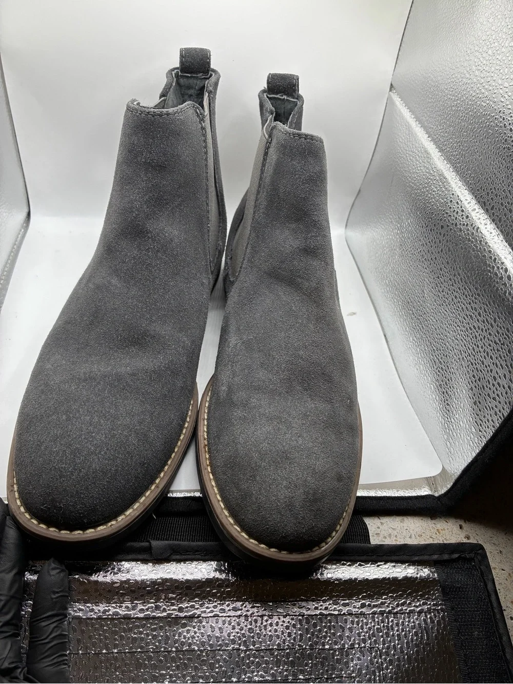 Bruno Marc Gray Suede Leather Chelsea Boots Men’s Size 9.5